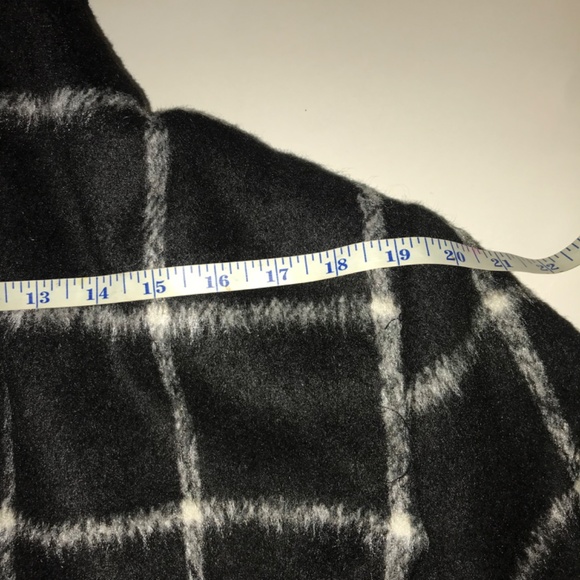 Metaphor Shawl Collar Belted Black and White Plaid Coat Jacket with Hood Size 1X - Picture 12 of 13